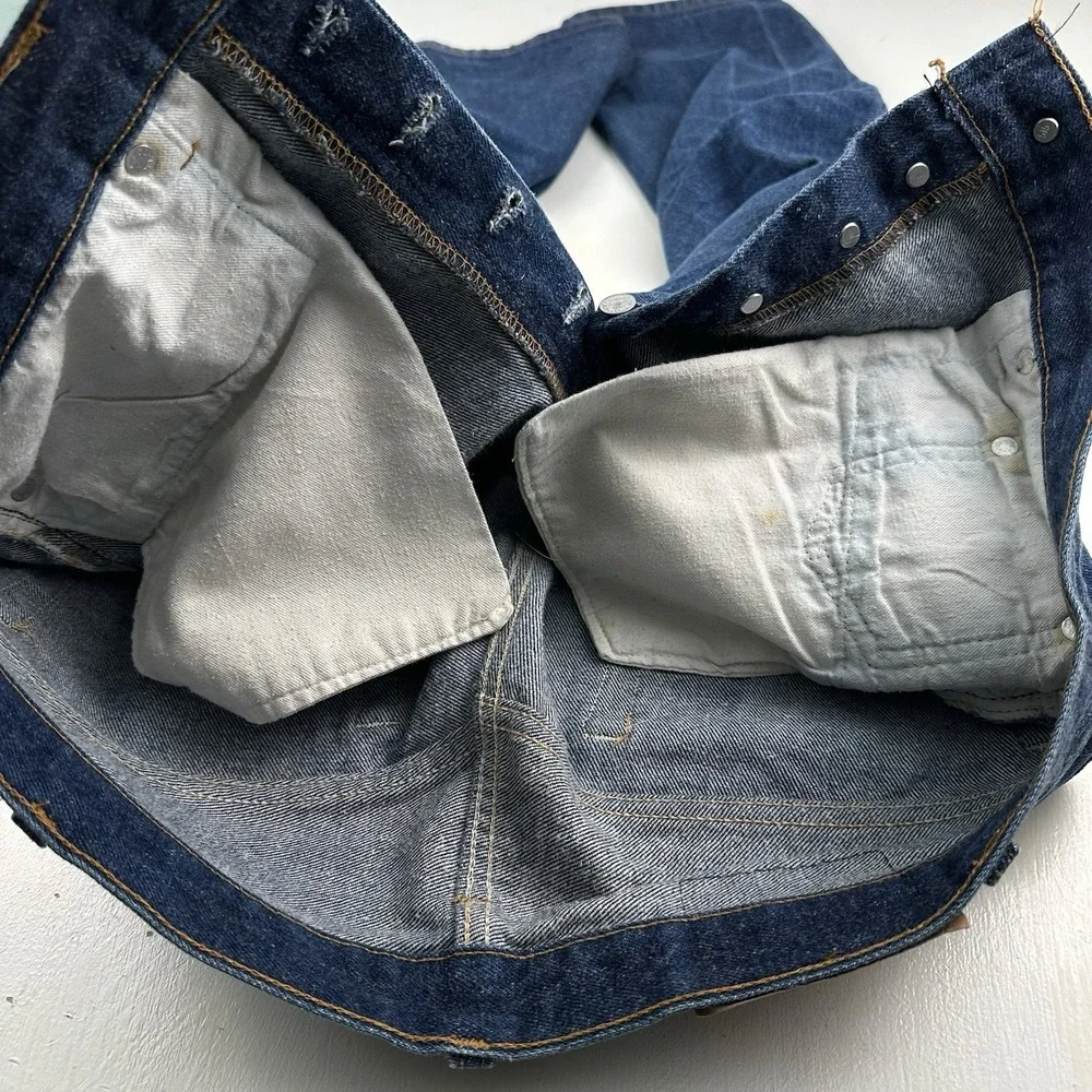 VTG 80s Levi’s 501 0000 Jeans Fit 32x28 Blue Dark Wash Whiskers Honeycombs USA